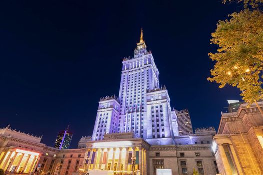 Palace of Culture and Science in Warsaw. Warsaw, Masovia, Poland.