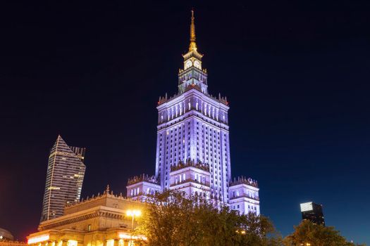 Palace of Culture and Science in Warsaw. Warsaw, Masovia, Poland.
