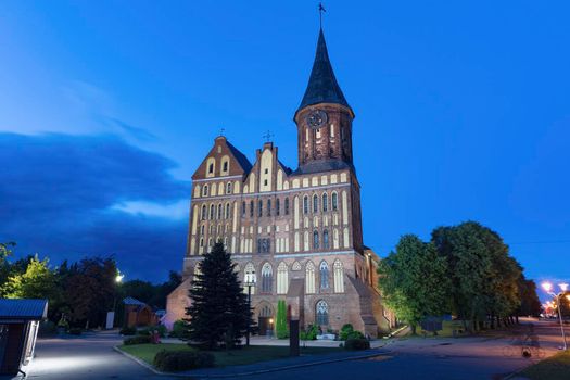 Kaliningrad Cathedral at night. Kaliningrad, Kaliningrad Oblast, Russia.