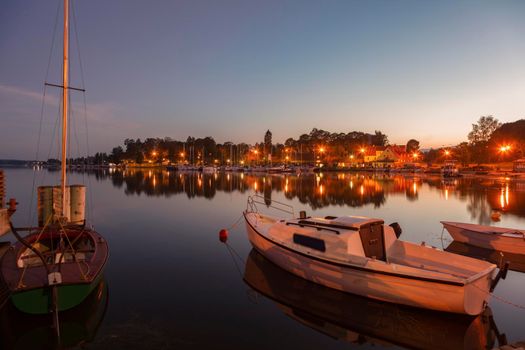 Jezioro Rynskie in Ryn. Ryn, Warmian-Masurian, Poland.