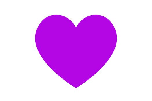 Violet heart illustration over white. Love symbol icon. Valentine's Day. Wedding.