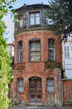 Windows of an old house. Architecture in Turkey.