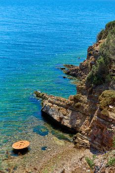 Natural landscape of the rocky coast of the Black Sea in Turkey.