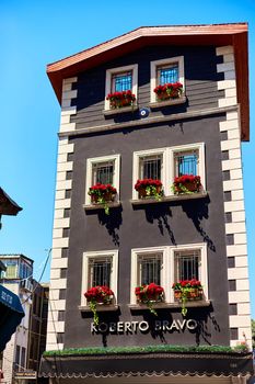 Windows of an old house. Architecture in Turkey.