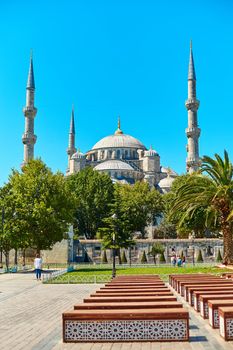 Blue Mosque in Istanbul on Sultanahmet Square.