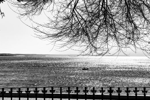 Viewpoint overlooking the Tagus River on a bright spring day