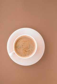 Drinks menu, italian espresso recipe and organic shop concept - Cup of hot coffee as breakfast drink, flatlay cups on beige background