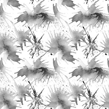Ink blots on white background - seamless pattern