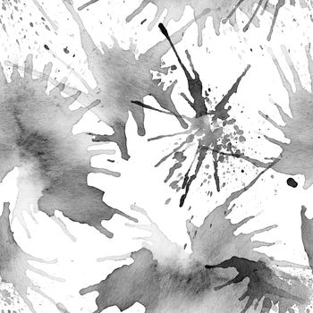 Ink blots on white background - seamless pattern