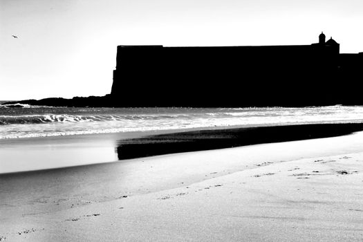 Beautiful beach called Praia da Torre in Lisbon, Portugal, in a sunny day of Spring