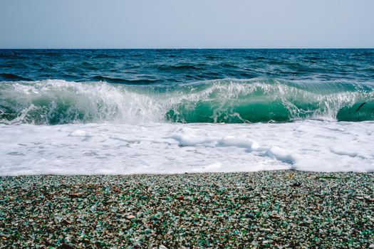 Marine landscape with views of Glass beach. Vladivostok, Russia
