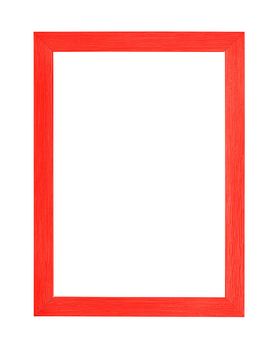 Modern vivid scarlet red color painted rectangular vertical frame for picture or photo, isolated on white background