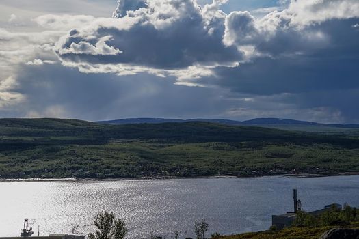 Natural landscape with a view of the Kola Bay. Murmansk, Russia