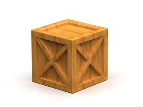 Shipment Sealed Goods Wooden Box isolated on White Background, Pallet Cargo Case Industrial Crate or Container Box for Storage, Logistic Transportation and Delivery, Warehouse Concept, 3d Illustration
