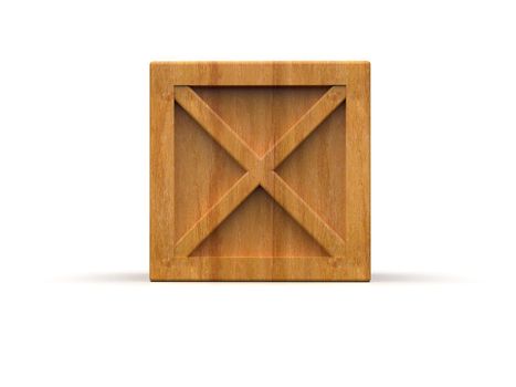 Shipment Sealed Goods Wooden Box isolated on White Background, Pallet Cargo Case Industrial Crate or Container Box for Storage, Logistic Transportation and Delivery, Warehouse Concept, 3d Illustration
