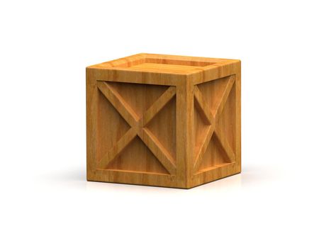 Shipment Sealed Goods Wooden Box isolated on White Background, Pallet Cargo Case Industrial Crate or Container Box for Storage, Logistic Transportation and Delivery, Warehouse Concept, 3d Illustration
