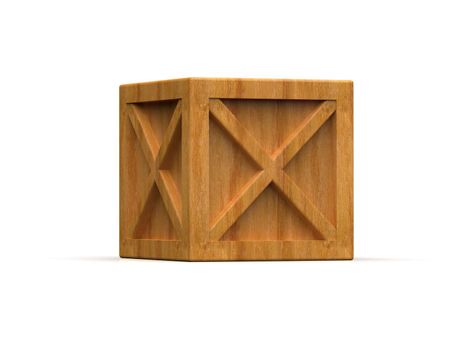 Shipment Sealed Goods Wooden Box isolated on White Background, Pallet Cargo Case Industrial Crate or Container Box for Storage, Logistic Transportation and Delivery, Warehouse Concept, 3d Illustration