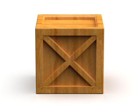 Shipment Sealed Goods Wooden Box isolated on White Background, Pallet Cargo Case Industrial Crate or Container Box for Storage, Logistic Transportation and Delivery, Warehouse Concept, 3d Illustration