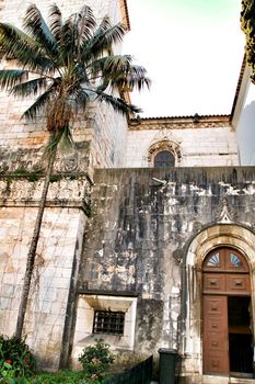 Exterior facade of Santa Maria de Belem church in Lisbon, Portugal
