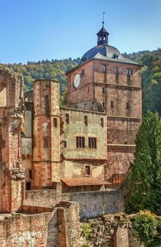 Heidelberg Castle is a famous ruin in Germany and landmark of Heidelberg. Clock tower