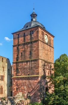 Heidelberg Castle is a famous ruin in Germany and landmark of Heidelberg. Clock tower