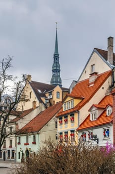 historic buildings on the Livu square in the Centre of Riga, Latvia