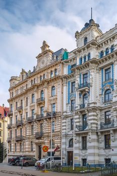 Facade of Buildings in Art Nouveau style, Riga, Latvia (Strelnieku  street)