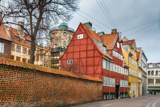 Street with historical Colourful  houses in Copenhagen, Denmark