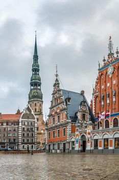 Town Hall Square with House of the Blackheads and St. Peter Church, Riga, Lanvia