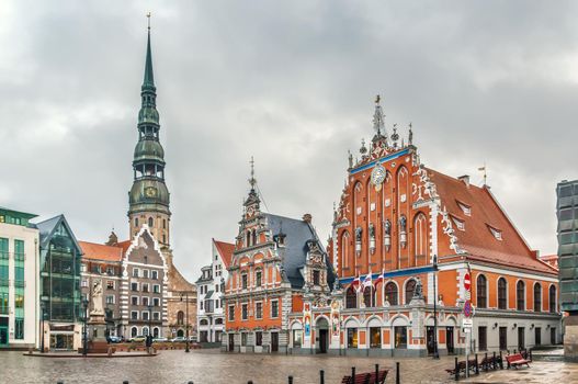 Town Hall Square with House of the Blackheads and St. Peter Church, Riga, Lanvia