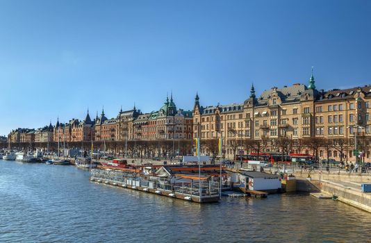 View of Strandvagen from Djurgarden in Stockholm, Sweden