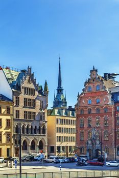 One of square in Gamla Stan, the old town in central Stockholm, Sweden