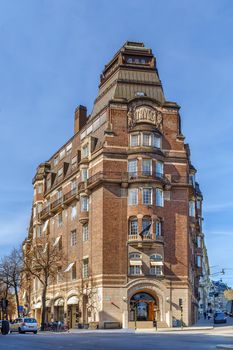 Street with historic house in Stockholm city center, Sweden