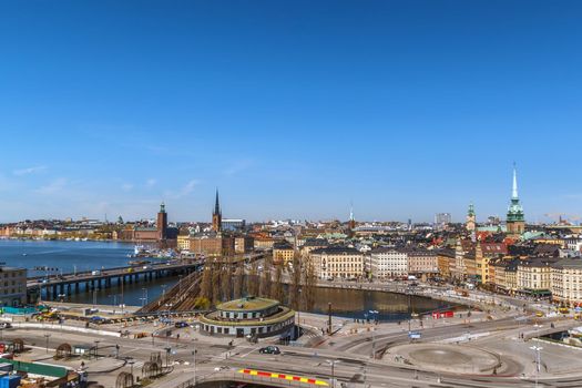 View of Gamla Stan and Riddarholmen from Katarina Elevator in Stockholm, Sweden