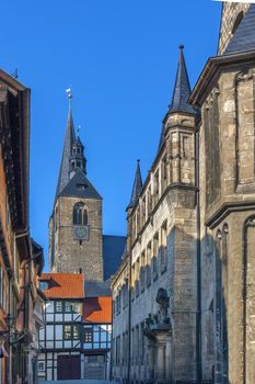 View of Market Church St Benedikti in Quedlinburg, Germany