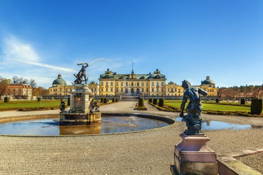 The Drottningholm Palace is the private residence of the Swedish royal family in Stockholm, Sweden