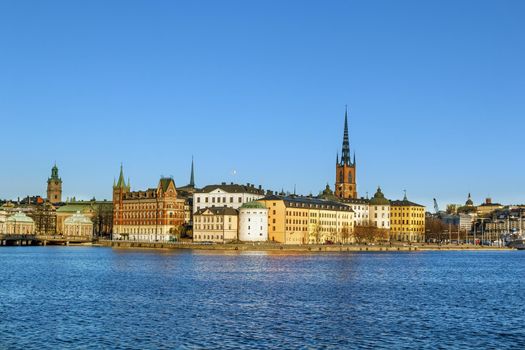 View of Riddarholmen from City Hall in Stockholm, Sweden