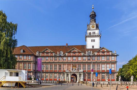 Wolfenbuttel Castle. The still existing magnificent facade and the prestigious apartments built between 1690 and 1740, Germany