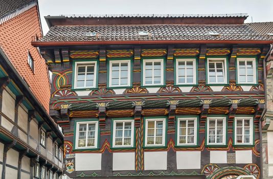 Picturesque facades of ancient houses in the city Einbeck, Germany