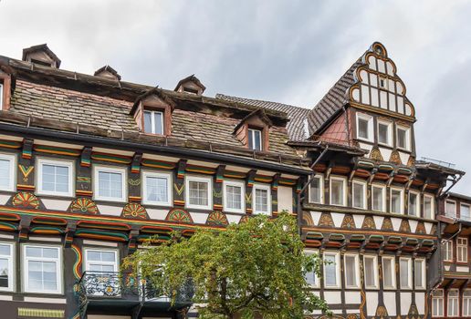 Picturesque facades of ancient houses in the city Einbeck, Germany