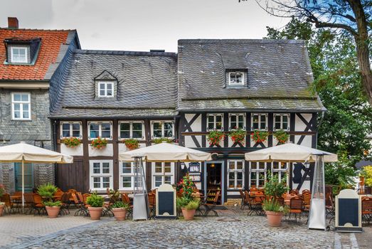 Street with old half-timbered house in Goslar, Germany