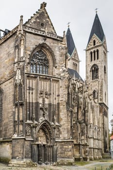 Elegant gothic St. Sephan cathedral, following French models, was built in the 1230s, Halberstadt, Germany