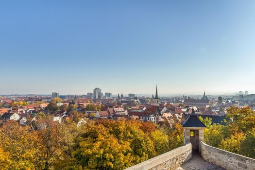 Panoramic view of Erfurt from a Petersberg citadel, Germany