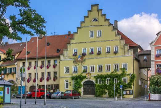 Street in the historic center of the Feuchtwangen city in Middle Franconia in Bavaria, Germany 