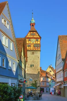 Josenturm clock tower in Schwabisch Hall, Germany 