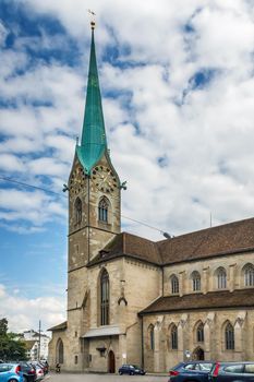 Fraumunster Church in Zurich is built on the remains of a former abbey for aristocratical women, Switzerland