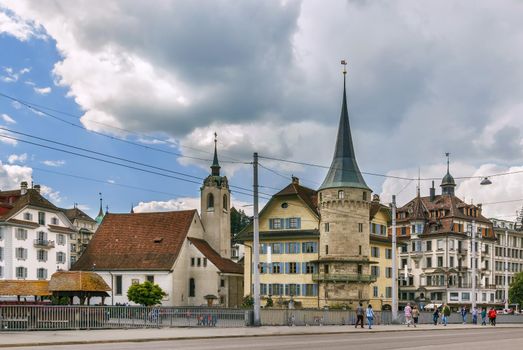 View of Lucerne with  st. Peter chapel,, Switzerland