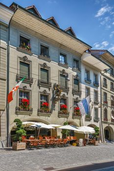 Street with historic houses in Bern downtown, Switzerland