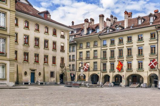 Square with historic houses in Bern downtown, Switzerland