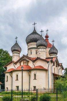 Church of St. Theodore Stratilates on Schirkova Street in Veliky Novgorod, Russia. Church is a fine example of the architecture of the early 15th century